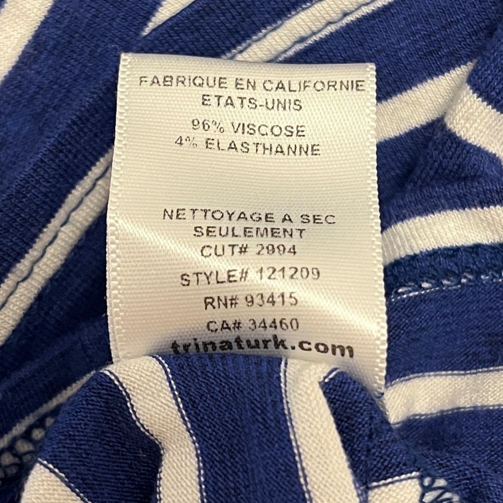 TRINA TURK Striped Tank Top Keyhole Neck Detail Back Front Ruffle Nautical Chic - Picture 9 of 12